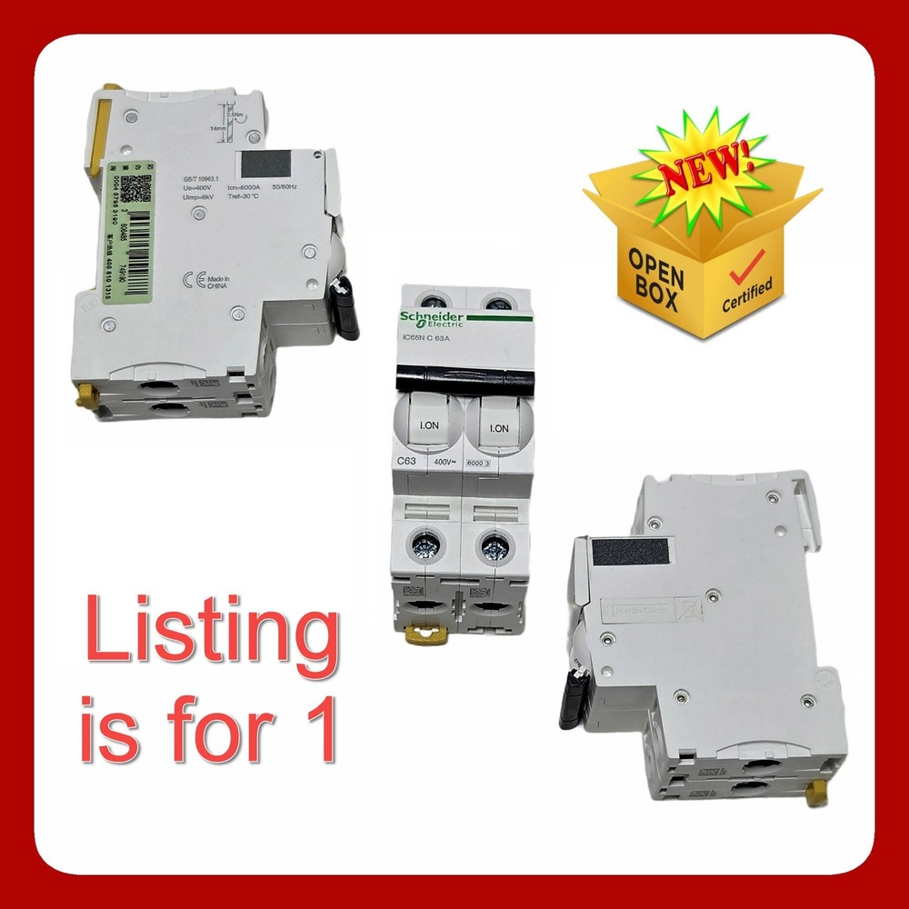 Schneider Electric iC65N C 63A 2P 400V Circuit Breaker A9F18263 Brand New 6000A